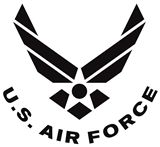 Air Force symbol, curved text, black